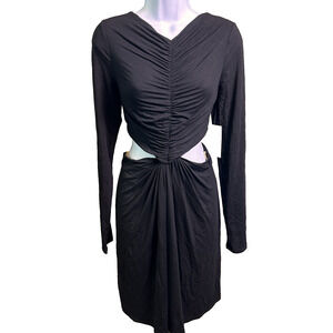 NWT Bailey 44 Ornella Ruched Cutout Midi Dress Womens M Draped Waist Evening